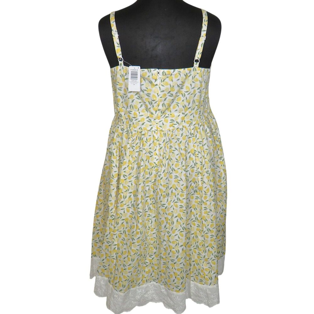 Torrid Retro Chic Lemon Print Cotton Blend Fit Flare Side Pocket Dress Size 18 - Picture 2 of 11